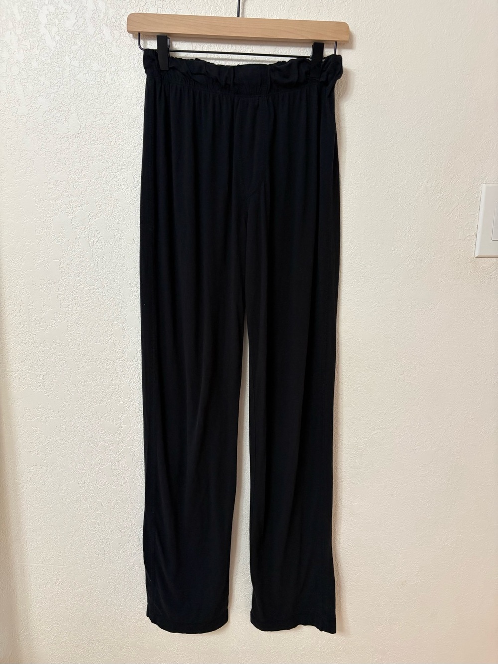 Éterne Lounge Pants XS Black Cotton Modal Relaxed Straight Leg